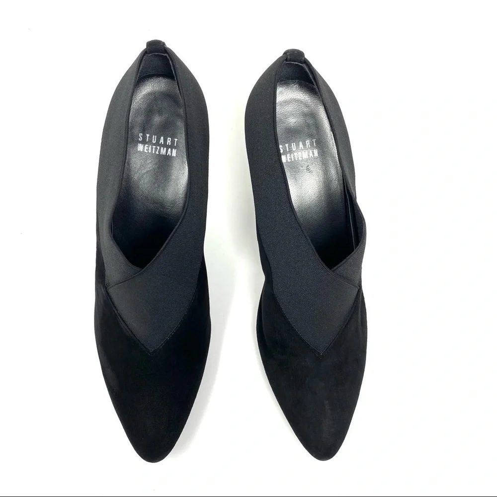Stuart Weitzman black suede heels booties